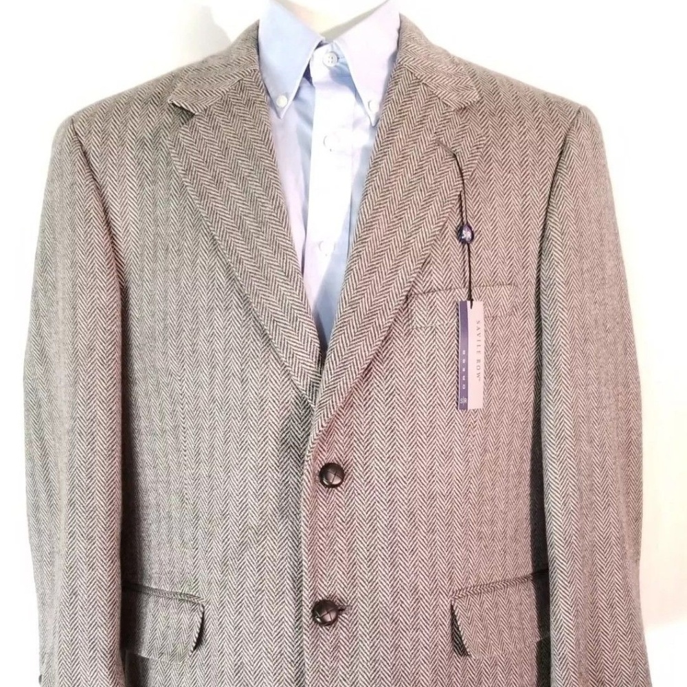 SAVILE ROW 2 Button Herringbone Men's Blazer 42S
